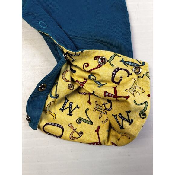 Long Romper Joh Joh Button Shoulder Pants Unisex 18 - 24 Mos Blue Reversible - Picture 8 of 11